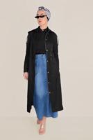 Hijab clothing BLACK TIE DETAIL HOODED TRENCH COAT 10190 