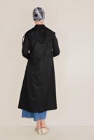 Hijab clothing BLACK TIE DETAIL HOODED TRENCH COAT 10190 