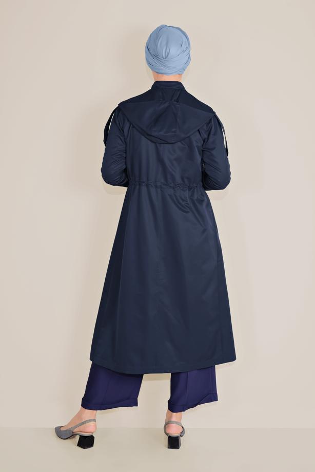 Vêtements hijab BLEU MARINE TRENCH À CAPUCHE 10190 - TRENDTESETTÜR