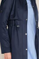 Hijab clothing NAVY BLUE TIE DETAIL HOODED TRENCH COAT 10190 