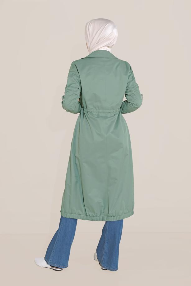 Vêtements hijab VERT TRENCH FERMETURE ÉCLAIR 10191 - TRENDTESETTÜR
