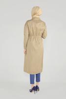 Tesettür giyim KAHVE ALVİNA BELİ BAĞCIKLI FERMUARLI TRENÇKOT 10191