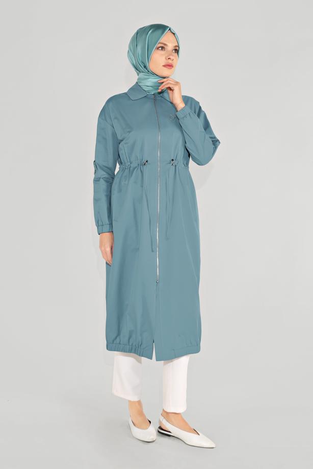 Vêtements hijab BLEU TRENCH FERMETURE ÉCLAIR 10191 - TRENDTESETTÜR