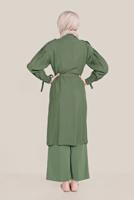 Hijab clothing KHAKI BELTED ZIPPERED TRENCH COAT 10192 