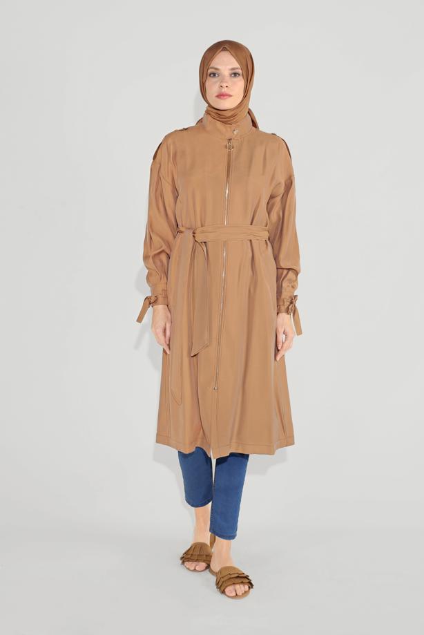 Vêtements hijab ORANGE T 10192 ALVİNA  50298 TRENÇKOT - TRENDTESETTÜR