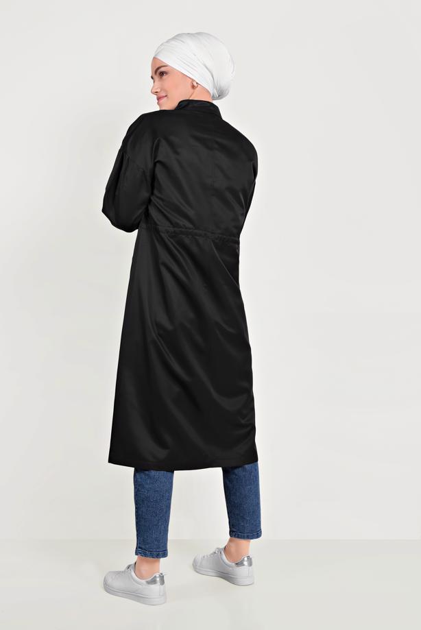 Vêtements hijab NOIR TRENCH COAT JUMPLE MANCHES BALLON PRINTEMPS TRENCH 10193 - TRENDTESETTÜR