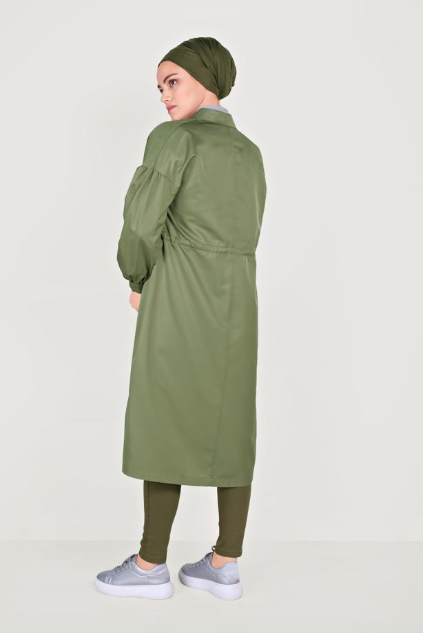 Vêtements hijab KAKI TRENCH COAT JUMPLE MANCHES BALLON PRINTEMPS TRENCH 10193 - TRENDTESETTÜR