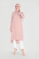 Hijab clothing POWDER EMBROIDERED HOODED TRENCH COAT 10194  