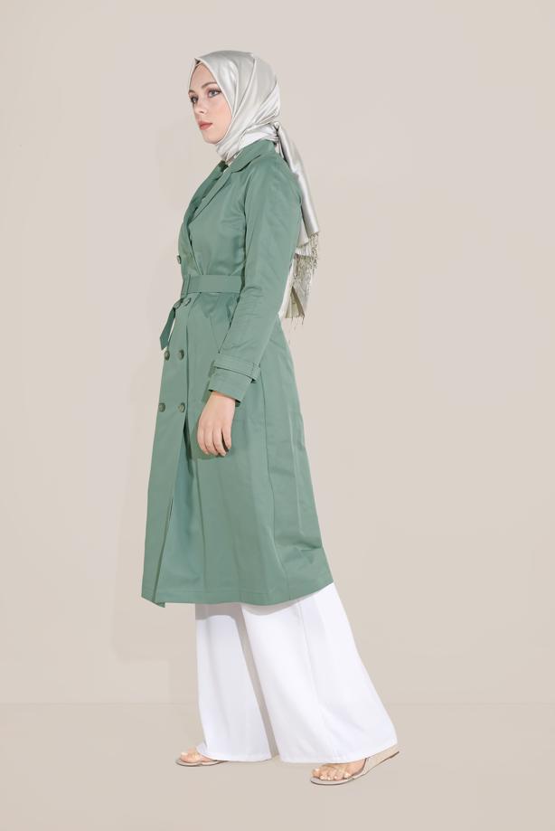 Vêtements hijab VERT TRENCH BOUTONS 10198 - TRENDTESETTÜR
