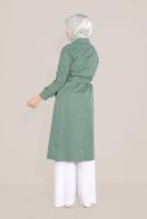 Hijab clothing GREEN DOUBLE-BREASTED BUTTONED TRENCH COAT 10198  