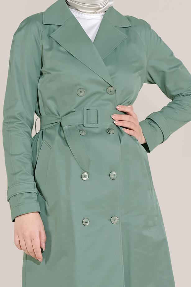Vêtements hijab VERT TRENCH BOUTONS 10198 - TRENDTESETTÜR