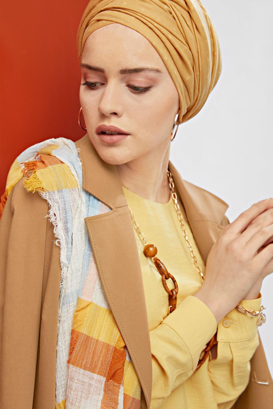 Tesettür giyim KAHVE ALVİNA KRUVAZE DÜĞMELİ TRENÇKOT 10198