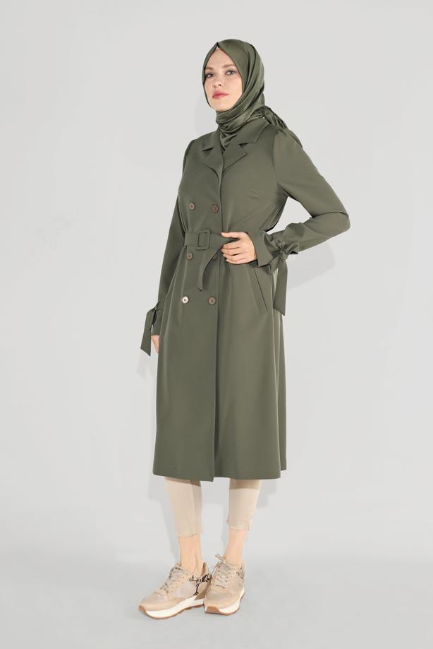 Vêtements hijab KAKI TRENCH-COAT DOUBLE BOUTONNAGE 10210 - TRENDTESETTÜR