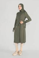 Hijab clothing KHAKI DOUBLE-BREASTED BUTTONED TRENCH COAT 10210  