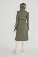 Tesettür giyim HAKİ ALVİNA KRUVAZE DÜĞMELİ TRENÇKOT 10210