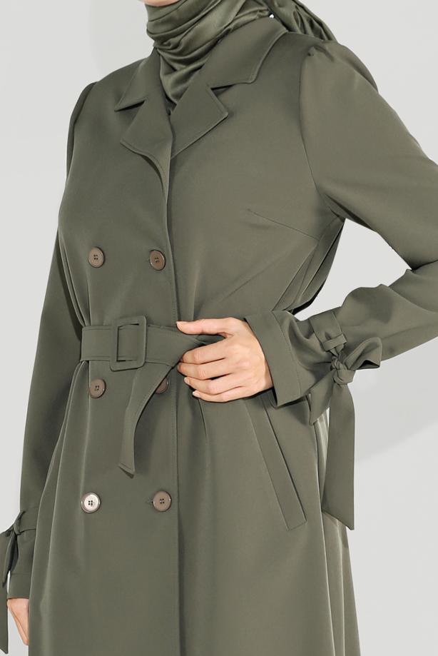 Vêtements hijab KAKI TRENCH-COAT DOUBLE BOUTONNAGE 10210 - TRENDTESETTÜR