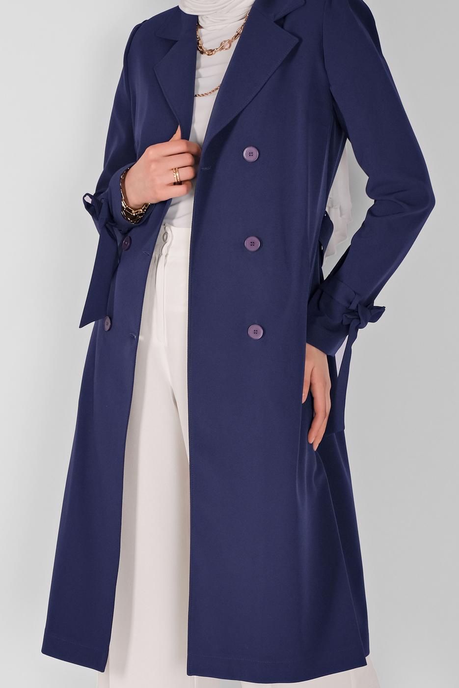 Vêtements hijab BLEU MARINE TRENCH-COAT DOUBLE BOUTONNAGE 10210