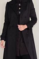 Tesettür giyim SİYAH ALVİNA ARKASI DÜĞMELİ TRENÇKOT 10220 