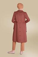 Tesettür giyim KAHVE ALVİNA ARKASI DÜĞMELİ TRENÇKOT 10220 