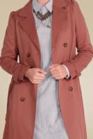 Tesettür giyim KAHVE ALVİNA ARKASI DÜĞMELİ TRENÇKOT 10220 