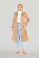 Hijab clothing BROWN BUTTONED TRENCH COAT 10220 