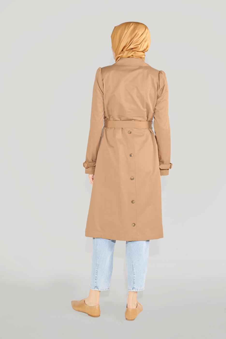 Hijab clothing BROWN BUTTONED TRENCH COAT 10220 