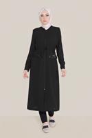 Hijab clothing BLACK ALVİNA SEQUINED POCKET DETAIL TRENCH COAT 10227  