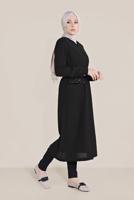 Hijab clothing BLACK ALVİNA SEQUINED POCKET DETAIL TRENCH COAT 10227  