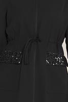 Hijab clothing BLACK ALVİNA SEQUINED POCKET DETAIL TRENCH COAT 10227  