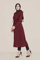 Hijab clothing CLARET RED ALVİNA SEQUINED POCKET DETAIL TRENCH COAT 10227  