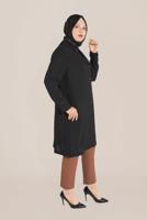 Vêtements hijab NOIR TRENCH-COAT BRODÉ MANCHES ET COL ALVINA T 10229