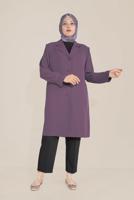Hijab clothing PURPLE ALVINA SLEEVES AND COLLAR EMBROIDERED TRENCH-COAT T 10229