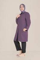 Hijab clothing PURPLE ALVINA SLEEVES AND COLLAR EMBROIDERED TRENCH-COAT T 10229
