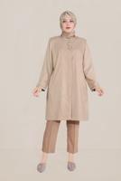 Hijab clothing BROWN ALVİNA  EMBROIDERED CREW-NECK TRENCH-COAT 10232 