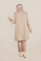 Hijab clothing BROWN ALVİNA  EMBROIDERED CREW-NECK TRENCH-COAT 10232 