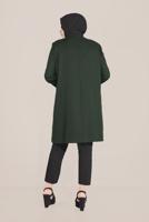 Tesettür giyim HAKİ ALVİNA İŞLEMELİ BİSİKLET YAKA TRENÇKOT 10232