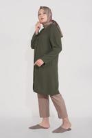 Vêtements hijab KAKI ALVİNA TRENCH-COAT BOUTONNÉ AVEC DÉTAIL DE BRODERIE T 10234