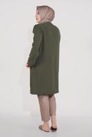 Vêtements hijab KAKI ALVİNA TRENCH-COAT BOUTONNÉ AVEC DÉTAIL DE BRODERIE T 10234