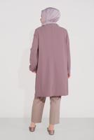 Vêtements hijab POUDRE ALVİNA TRENCH-COAT BOUTONNÉ AVEC DÉTAIL DE BRODERIE T 10234