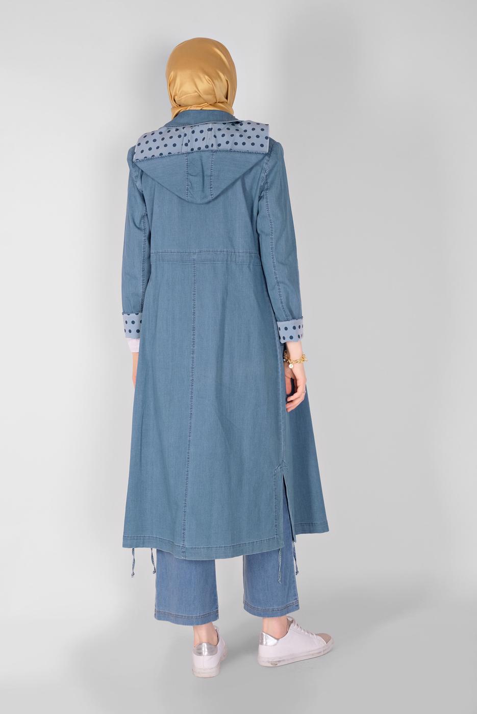 Vêtements hijab BLEU MARINE T 10243 ALVİNA LİLYA TRENÇKOT