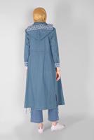 Vêtements hijab BLEU MARINE T 10243 ALVİNA LİLYA TRENÇKOT