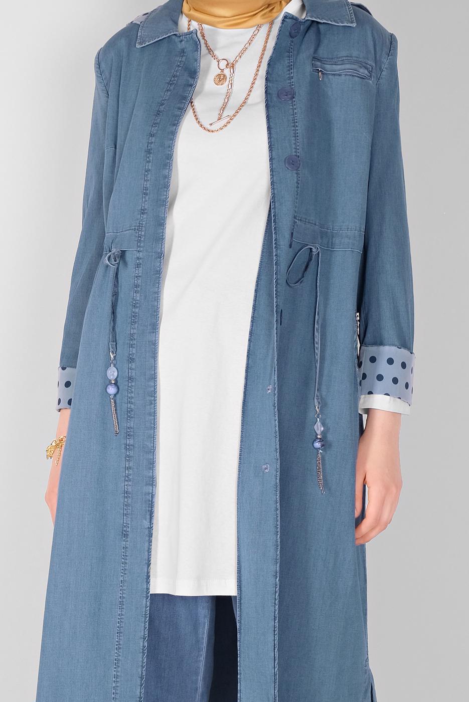 Vêtements hijab BLEU MARINE T 10243 ALVİNA LİLYA TRENÇKOT