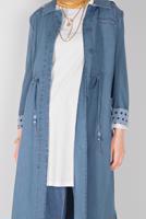 Vêtements hijab BLEU MARINE T 10243 ALVİNA LİLYA TRENÇKOT