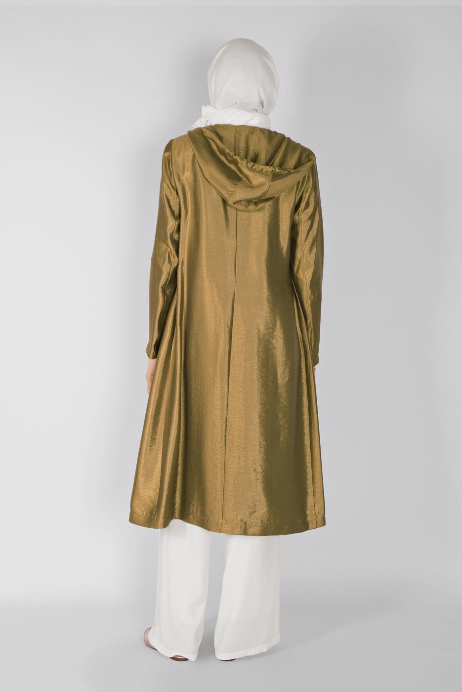 Tesettür giyim ALTIN  ALVİNA PARLAK KUMAŞLI TRENÇKOT 10261 