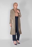 Vêtements hijab VISON ALVİNA  TRENCH-COAT BRILLANT EN TISSU 10261