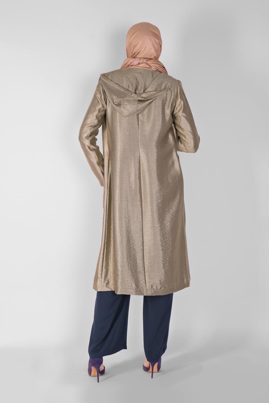 Vêtements hijab VISON ALVİNA  TRENCH-COAT BRILLANT EN TISSU 10261