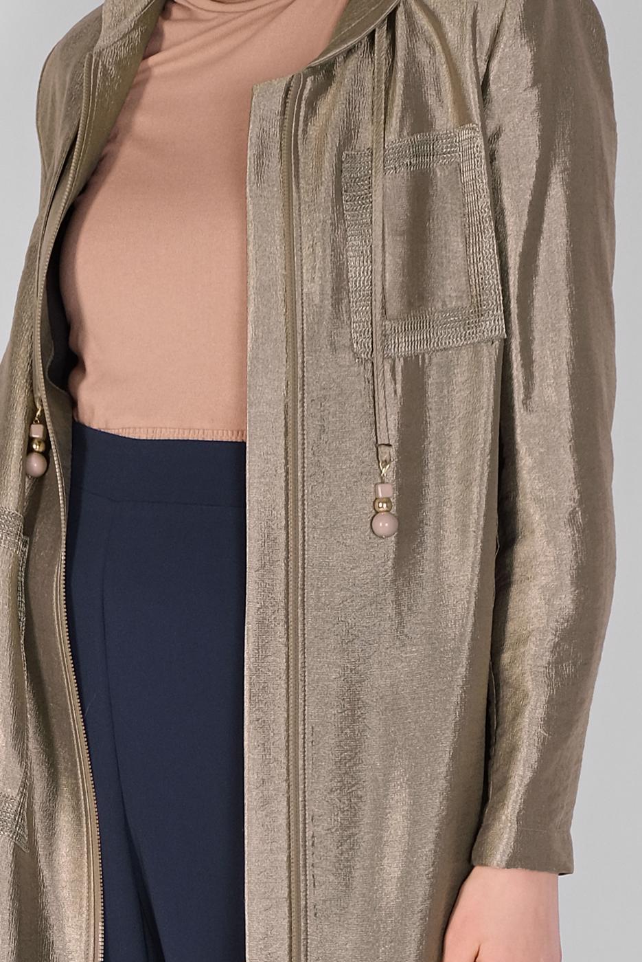 Vêtements hijab VISON ALVİNA  TRENCH-COAT BRILLANT EN TISSU 10261