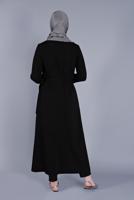 Tesettür giyim SİYAH KUŞAKLI İKİ RENKLİ TRENÇKOT 6365 