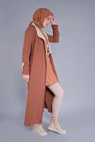Hijab clothing TABA BELTED TWO COLORED TRENCH COAT 6365 