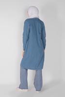 Hijab clothing BLUE BUTTONED DENIM TRENCH COAT 9117 